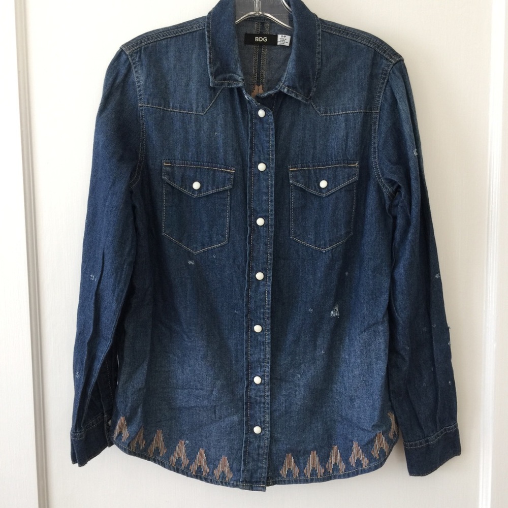 Urban Outfitters Embroidered Denim Shirt